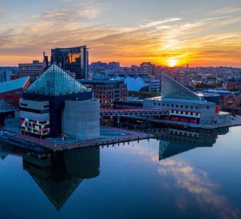 Aerial photo of the National Aquarium in Baltimore