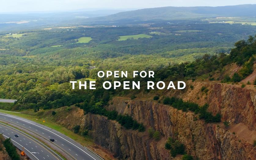 Open For The Open Road picture of Western Maryland mountains and highway