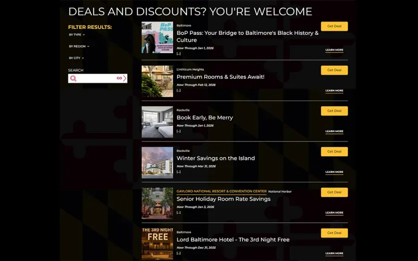 Deals and Discounts on VisitMaryland.org