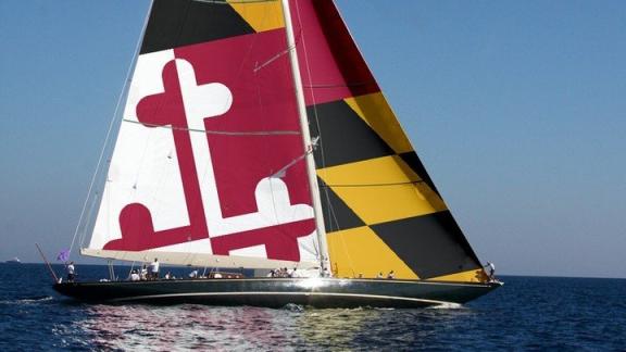 Sailboat with Maryland flag sail