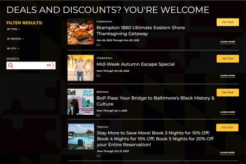 Deals and Discounts on VisitMaryland.org