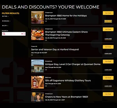 VisitMaryland.org Deals and Promotions page image
